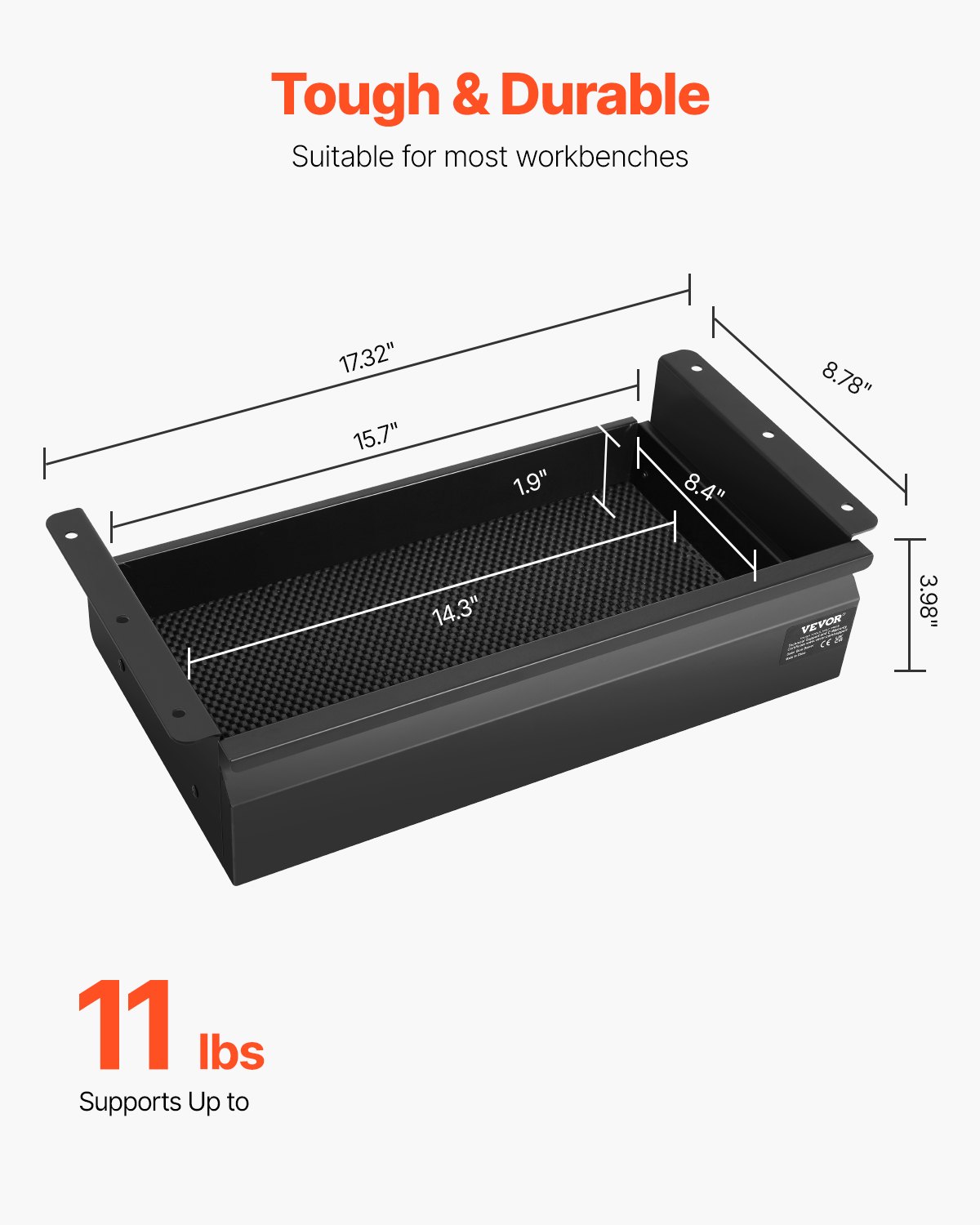 Under Desk Mounted Pull-out Drawer Attachment
