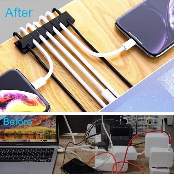 Adhesive Desk Cable Organizer – Holds 5 Charging Cables