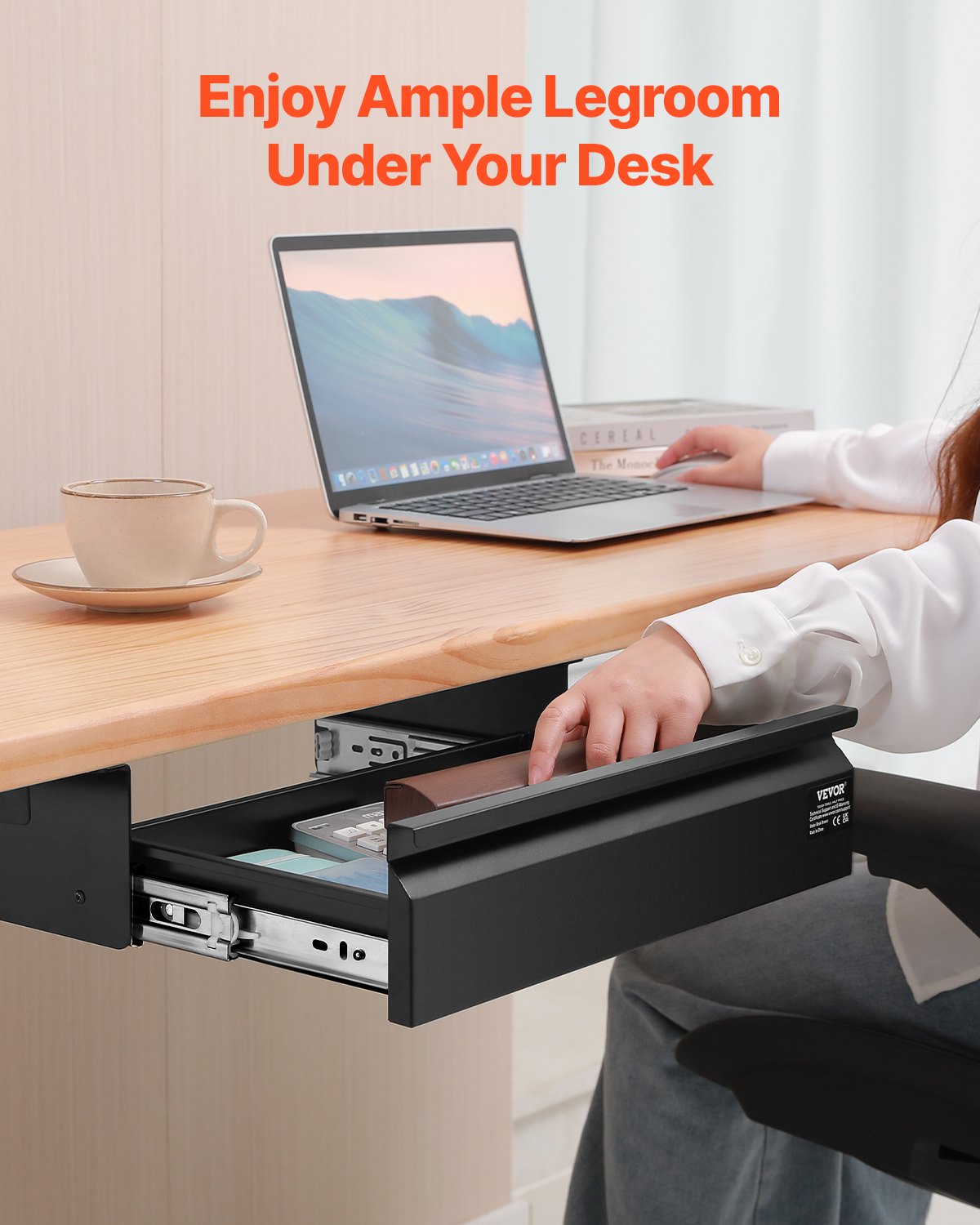 Under Desk Mounted Pull-out Drawer Attachment