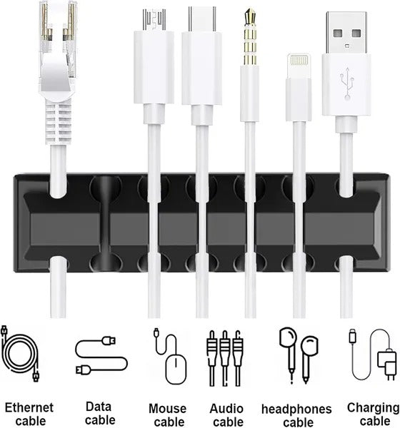 Adhesive Desk Cable Organizer – Holds 5 Charging Cables